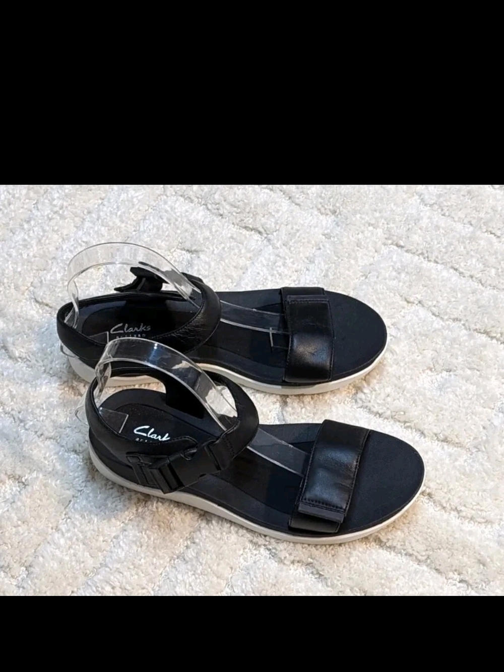 Clarks Artisan Caval Dixie Black Open-Toe Comfort Sandals, 9W - Picture 4 of 7